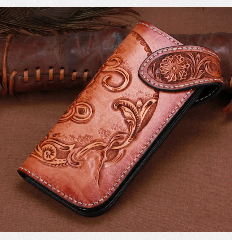 Оригинальные мужские бумажники из натуральной кожи резной Единорог богатая