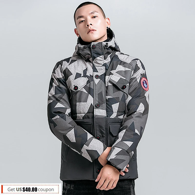 Uniqstore для мужчин s парка зимнее пальто мода камуфляжная толстовка хлопок
