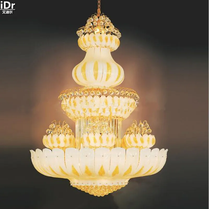 Роскошная лобби люстра лампа освещение спальни Светло Желтый Традиционный отель