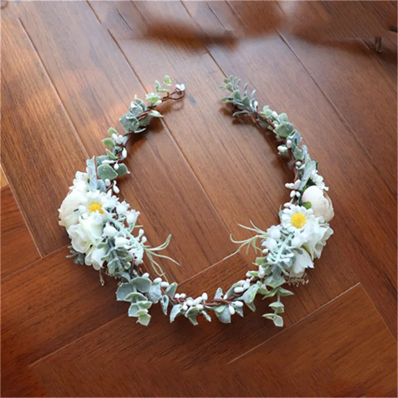 CC Engagement Jewelry Tiara Crown Fairy White Rose Leaf Wedding Hair Accessories For Bridal Seaside Beach Party Gifts Diy mq039 |