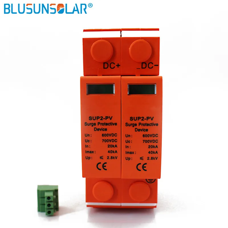 

20 шт Высокая производительность 2P DC 500 V/600 V SUP4-S40 SPD 20/40ka DC стабилизаторы/DC Защита от перенапряжения для защиты солнечной системы