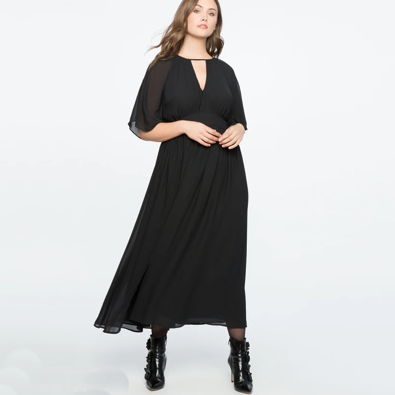 7XL 6XL шифон Для женщин летнее платье 2018 плюс Размеры офисные Стиль Высокая Талия