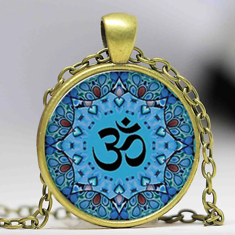 Синий Ом кулон колье из смолы йога Йога ювелирные изделия индуистские | Украшения