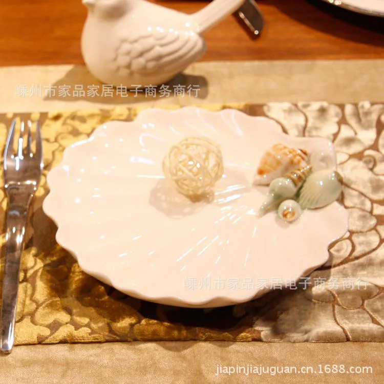 Mediterranean decorative plate temperature ceramic conch shells ocean Western dish fruit wholesale |