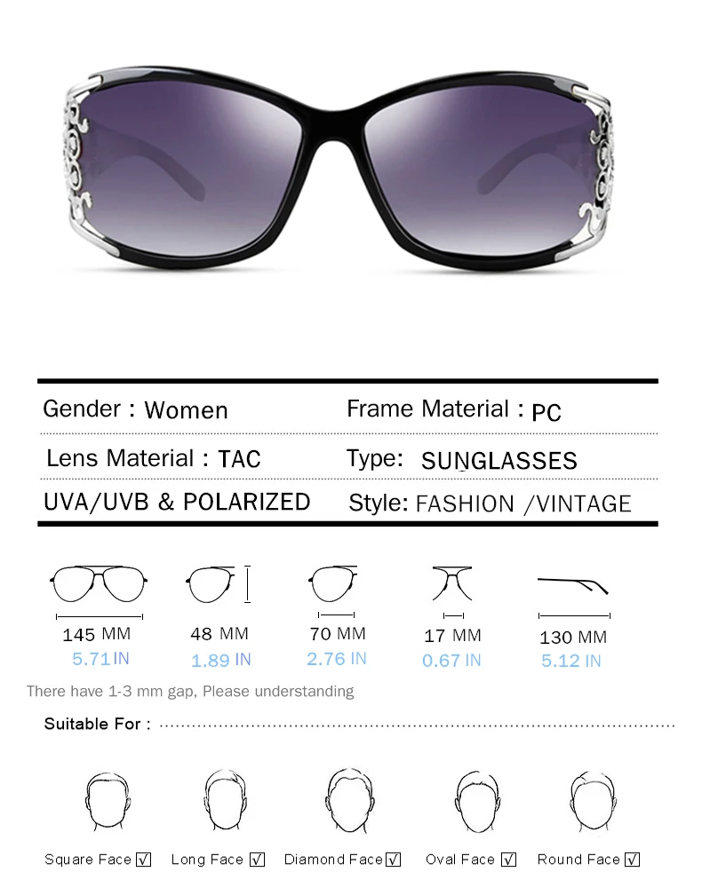 PARZIN Luxury Sunglasses Women Brand Designer Vintage Polarized Ladies Sun Glasses For Women Lace FemaleGlasses For Driving P218
