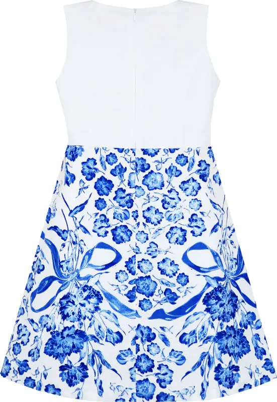 Sunny Fashion платья для девочек новогодние костюмы Цветок Девушка Платье Синий Белый