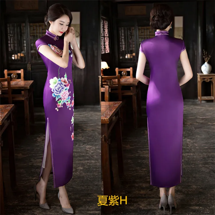 Традиционное современное китайское платье Ципао cheongsam свадебное платье для женщин летнее женское длинное красное зеленое черное размера плюс шелк