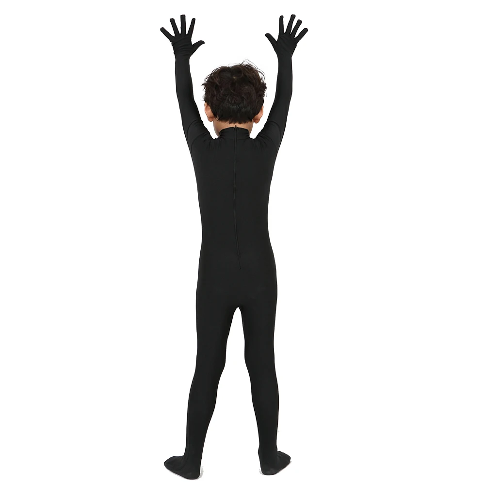 2019 Бесплатная доставка черный костюм Zentai из спандекса лайкры черные облегающие
