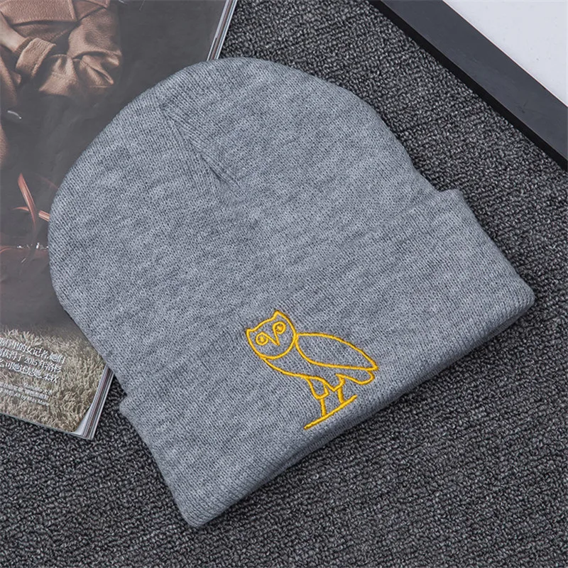 Вязаная шапка с рисунком совы Повседневная хлопчатобумажная вязаная вышивкой