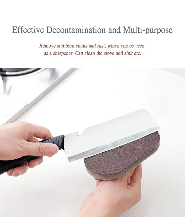 Emery Sponge Tiles Brush with Handle, Strong Decontamination Bath Brush, Magic Decontamination Brush, Kitchen Clean Tools
