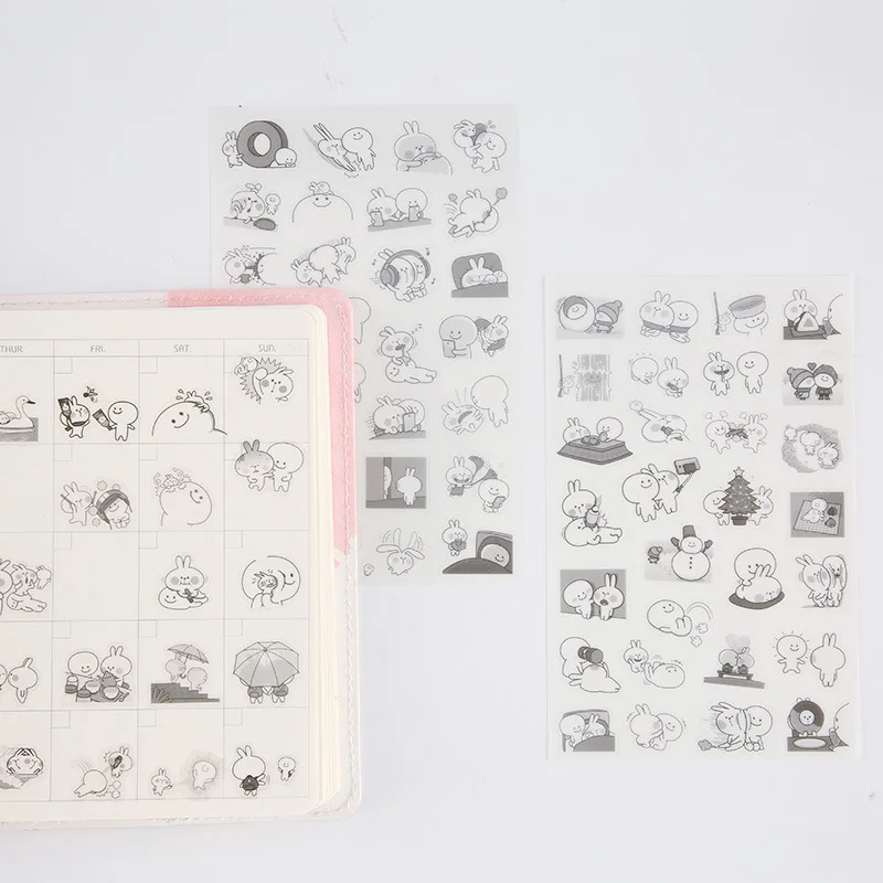 

6PCS New Crazy Rabbit Children Stationery Stickers For DIY Albums Scrapbooking Diary Decoration Cartoon Depicting