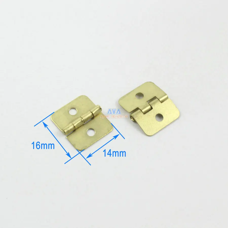 Золотые петли для шкатулок украшений мебельные маленькие 16x14 мм с винтами 100