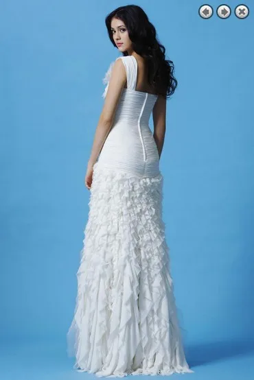 Robe de soiree новая мода 2016 свадебное платье для невесты белое на одно плечо с цветами