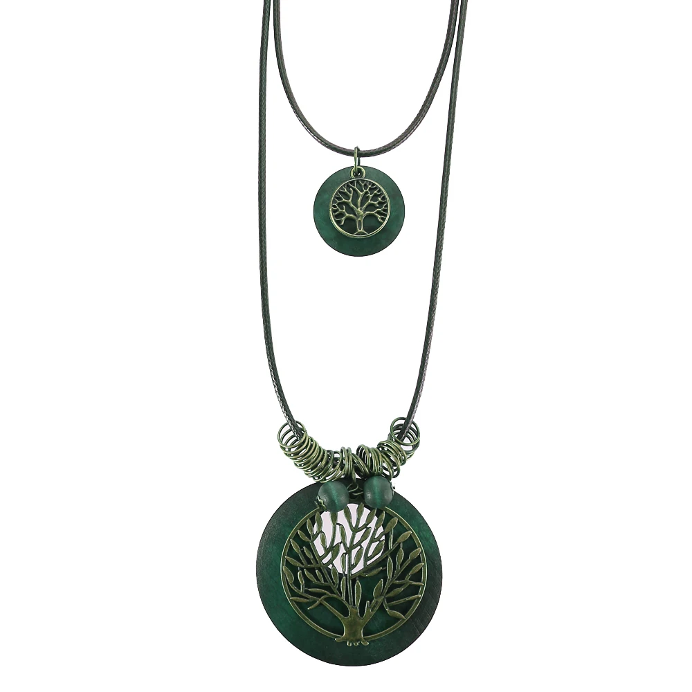 Модное ретро украшение кулон ожерелье дерево Круглый античная медь древо жизни