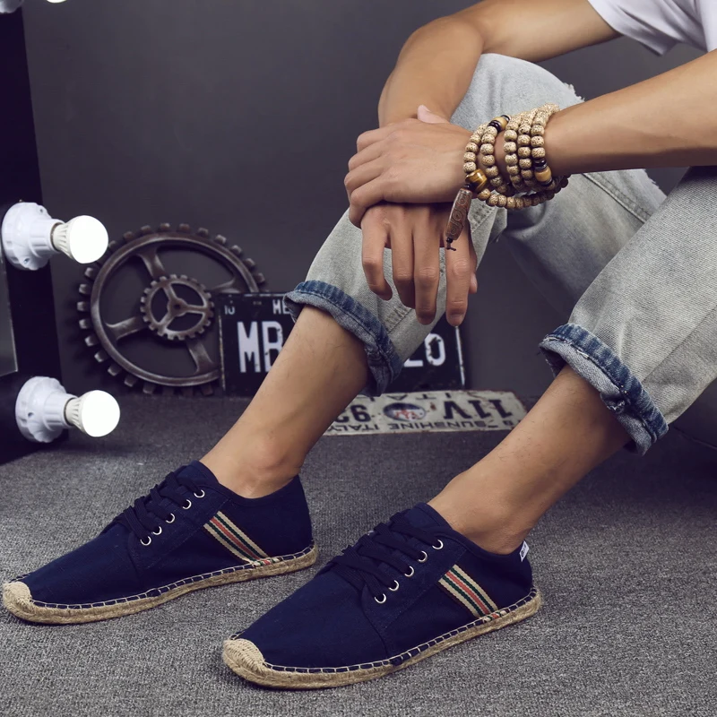 Buono Scarpe/эспадрильи; женская и мужская обувь на плоской подошве в рыбацком стиле; парусиновые Лоферы без застежки; дышащие мокасины на плоской подошве с закрытым носком
