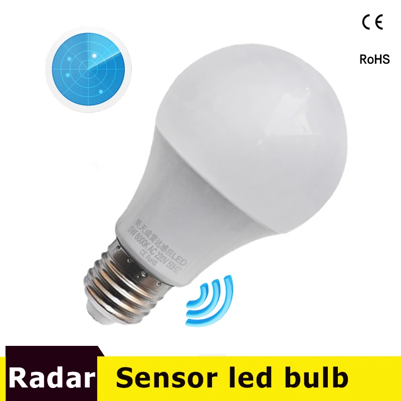 

LED Radar Sensor Bulb E27 Automatic Smart Detection Led Infrared Body Lampada 9W 7W 5W 110V 220V 85-265V Motion Sensor Light
