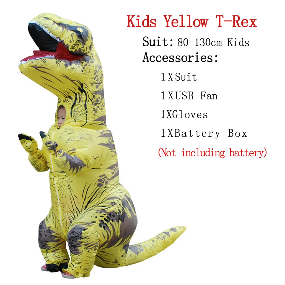 Kids-Yellow T-REX талисман надувной костюм на День Благодарения Рождество взрослых детей Аниме Косплей динозавр животных комбинезон подарок Disfraz - Цвет: Kids-Yellow