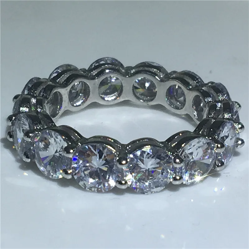 Round 6MM stone Vecalon, 6 стилей, кольцо вечности, ааааа, циркон, камень, 925 пробы, серебро, обручальное кольцо, кольца для мужчин и женщин, ювелирные изделия - Цвет основного камня: Round 6MM stone