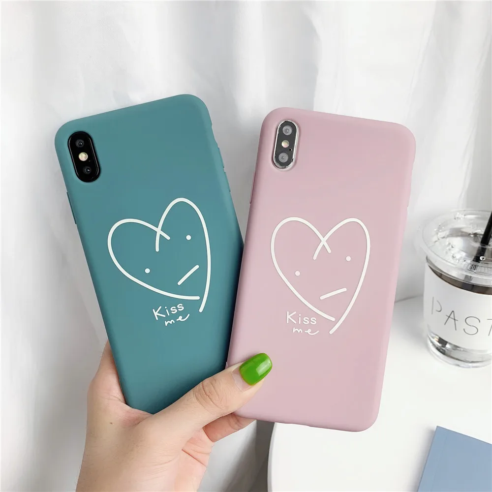 Lovebay Lovely Phone Case For iPhone 6 6s 7 8 Plus X XR XS Max Cute Simple Luminous Love Heart Soft TPU |