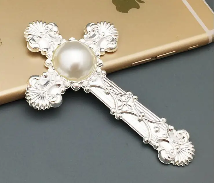 20 шт. 55*90 мм Золотой/серебряный жемчужный крест из бисера для скрапбукинга