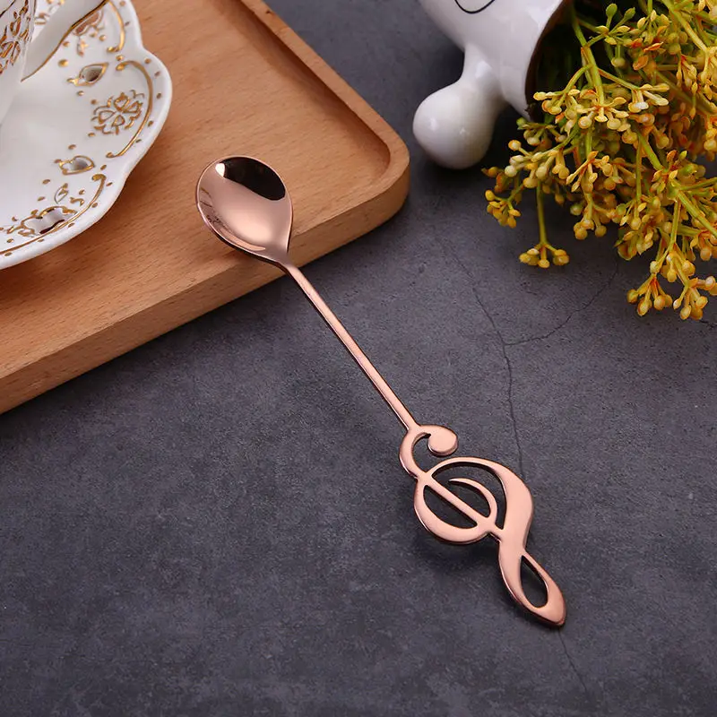 rose gold Vacclo примечание форме мини-кофейная чайная ложка десертная ложка подвесная ложка Глод Silver Spoon 304 Нержавеющая сталь столовые приборы, посуда - Цвет: rose gold