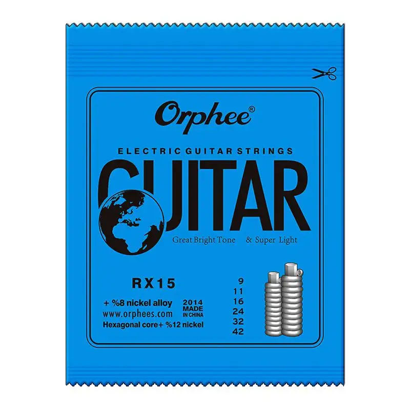 Orphee Электрогитары струны 6 шт./компл. RX15/RX17/RX19 супер светильник Высокое качество гитары шестиугольная углеродистая Сталь ra строки