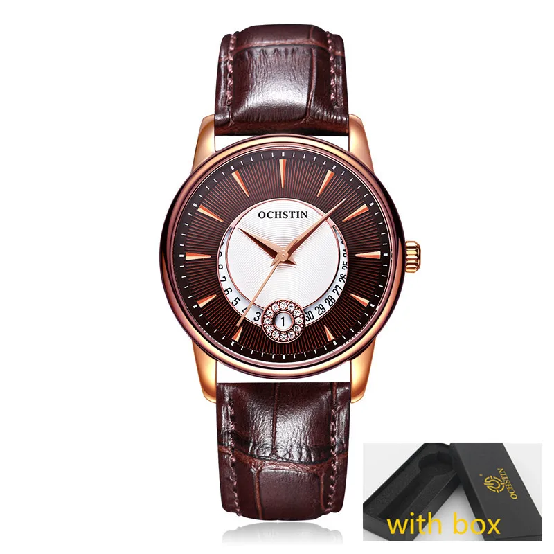 brown box OCHSTIN Брендовые женские кварцевые часы модные часы женские наручные часы Relojes Mujer платье женские часы бизнес Montre Femme - Цвет: brown box