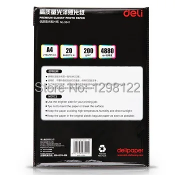 Deli 3541 Premium Glossy Photo Paper 200 г A4 20 листов в упаковке Цветной Струйный Принтер 4880
