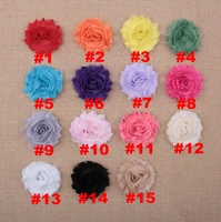 yundfly 10pcs chic shabby chiffon flowers for kids hair accessories 3d frayed fabric flowers for headbands