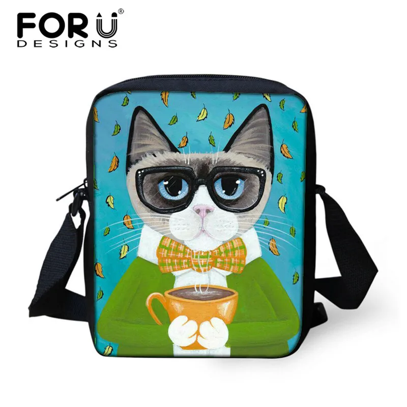 FORUDESIGNS/милые женские мини-сумки через плечо с кошкой, Kawaii маленькие женские сумки-мессенджеры, женские сумки для девочек, детские сумки через плечо - Цвет: XD635E