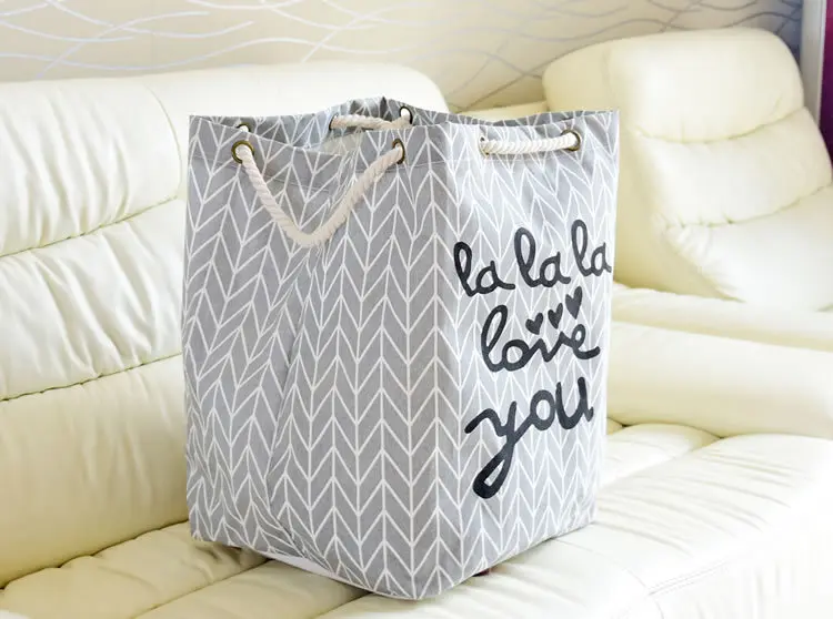 Серая желтая складная корзина для белья сумка хранения из хлопка и льна с толстой