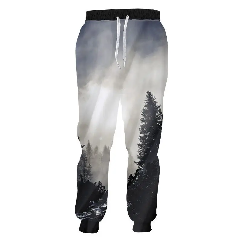 Unisex pants Сделанные на заказ штаны-Джоггеры мужские и женские повседневные брюки с 3D принтом в виде горного леса осень-зима в стиле хип-хоп панк Рок Рэп со шнурком - Цвет: Unisex pants