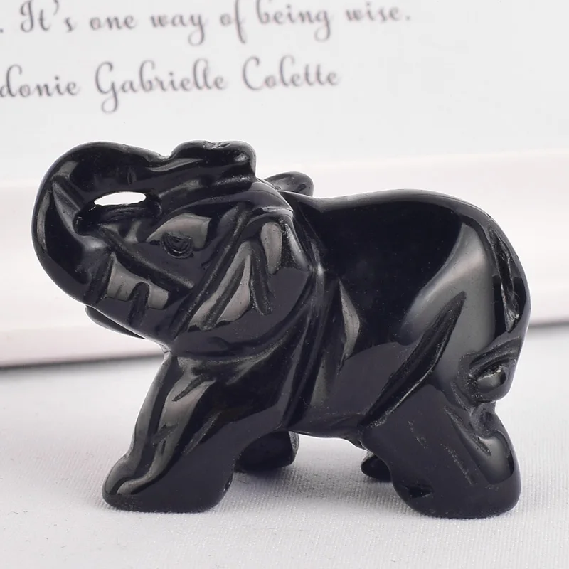 Фигурка слона из черного обсидиана 2 дюйма 3 шт.|Камни| |