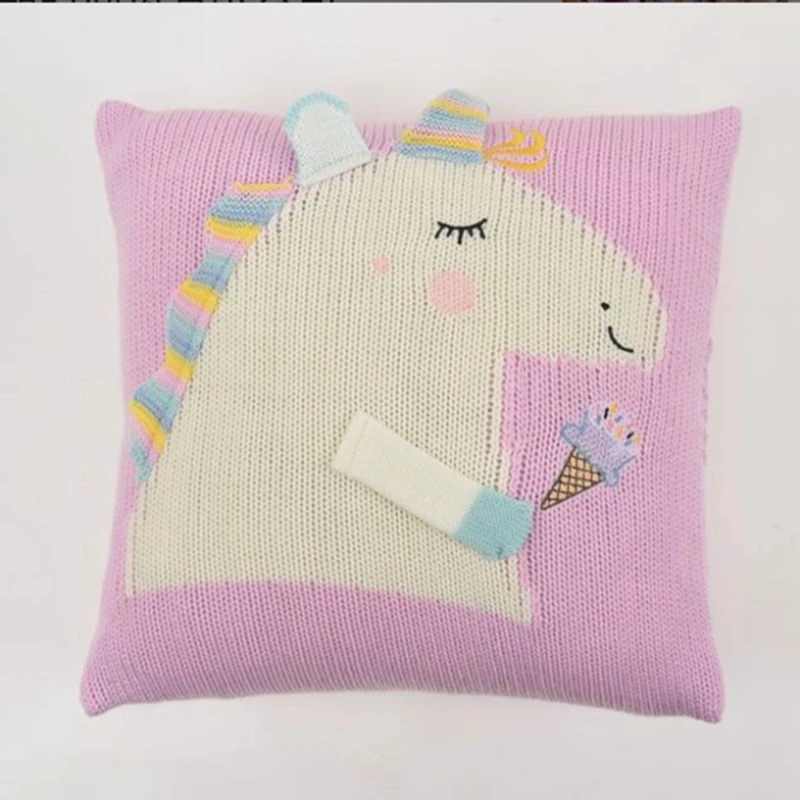 Прямая поставка Единорог вязаная Подушка Чехол кафе домашний декоративный