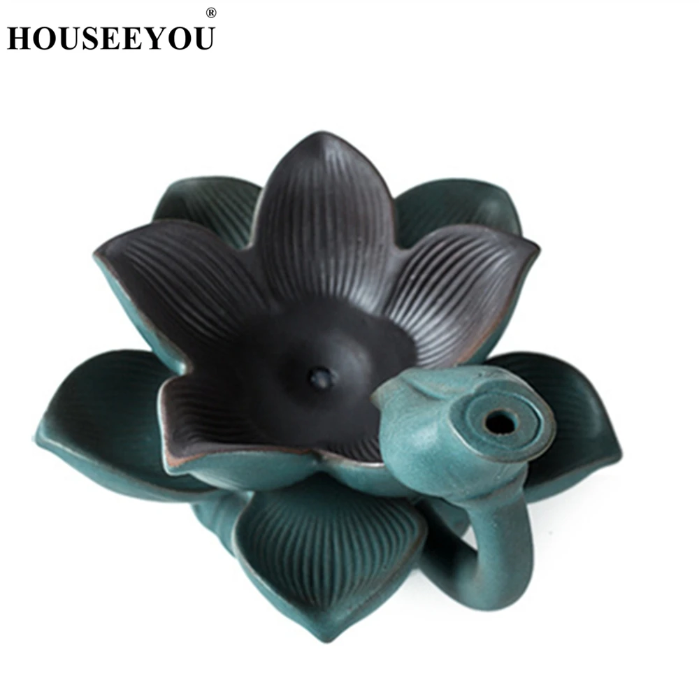 Светодиодный светильник в виде лотоса, держатель для благовоний с обратным потоком, фарфоровая горелка для благовоний, арома, курильница для медитации, молитва йоги