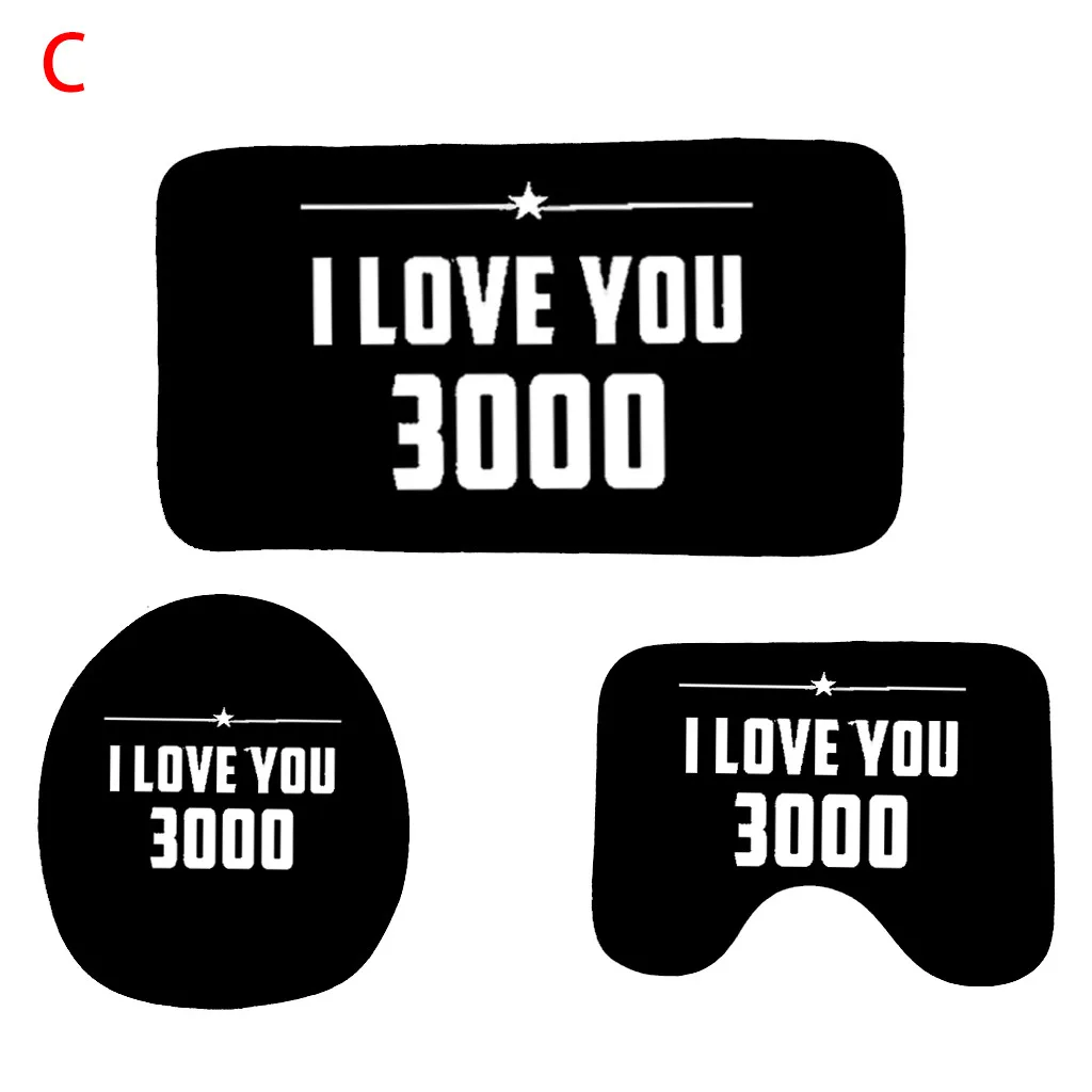 C 3 шт. чехол на сиденье для унитаза I love You три тысячи раз нескользящий коврик для ванной комнаты кухонный коврик для ванной комнаты декор T9 - Цвет: C