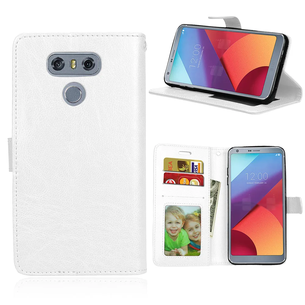 White Чехол-книжка для LG G6, чехол-бумажник s для LG G 6, LGG6, чехол для мобильного телефона LG g6, чехол-сумка, роскошный чехол из искусственной кожи, 5,7 дюймов - Цвет: White