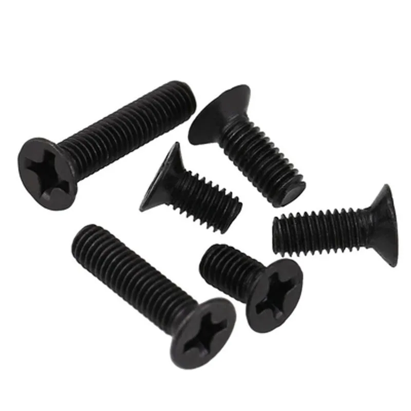 

50pcs M1.4 Countersunk head screw Flat heads Phillips screws Cross Mechanical bolt Carbon steel black 2.5mm-8mm Length