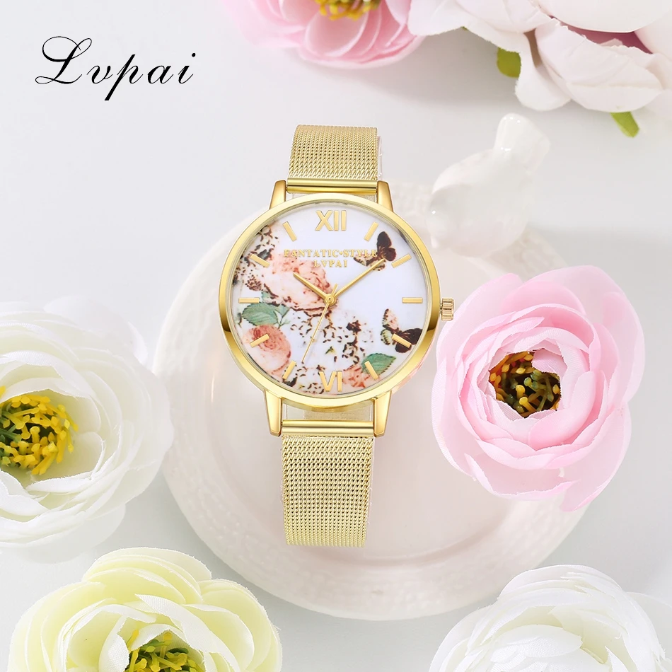 Мода Повседневная Розовое Золото Спортивные Часы Женщины Кварцевые Lvpai Бренд