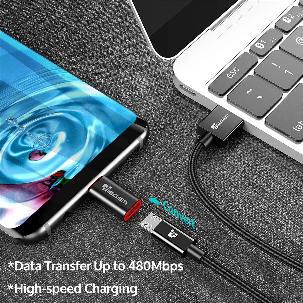 TIEGEM USB адаптер USB C к Micro USB OTG кабель type C конвертер для Macbook samsung Galaxy S8 S9 huawei mate 20 pro OTG адаптер