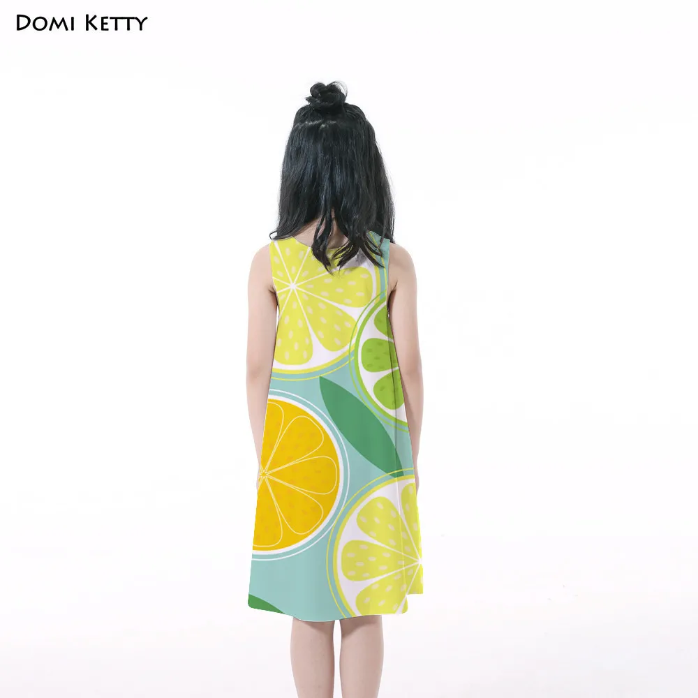 Domi Ketty/платье для девочек одежда с принтом лимона Детские повседневные платья без