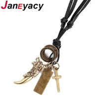 janeyacy 2018 european and american fashion mens necklace mens lucky index pendant necklace leather necklace jewelry gift