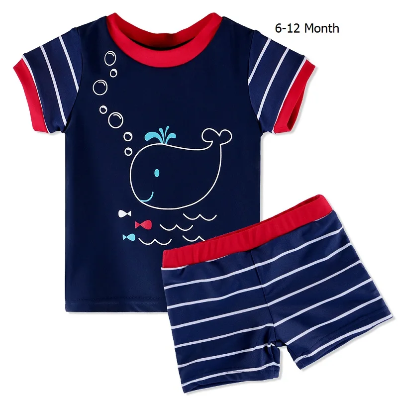 Navy 6-12 Month BAOHULU/3-24 месяца для маленьких мальчиков девочек Купальники Пляж Купальник UPF50+ UV защитный крем для загара ванный комплект Swimm темно-синий костюм розовый - Цвет: Navy 6-12 Month