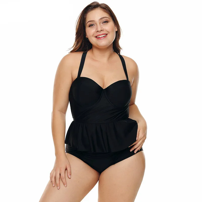 Плюс размеры купальники для малышек из двух частей печати литой чашки женщин