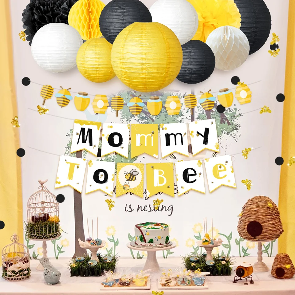 Nicro 35 шт./компл. милые с принтом в виде медоносной пчелы Baby Shower мама пчелы Бумага баннер гирлянда Фонари Вафельная Ткань вечерние украшения# Set68