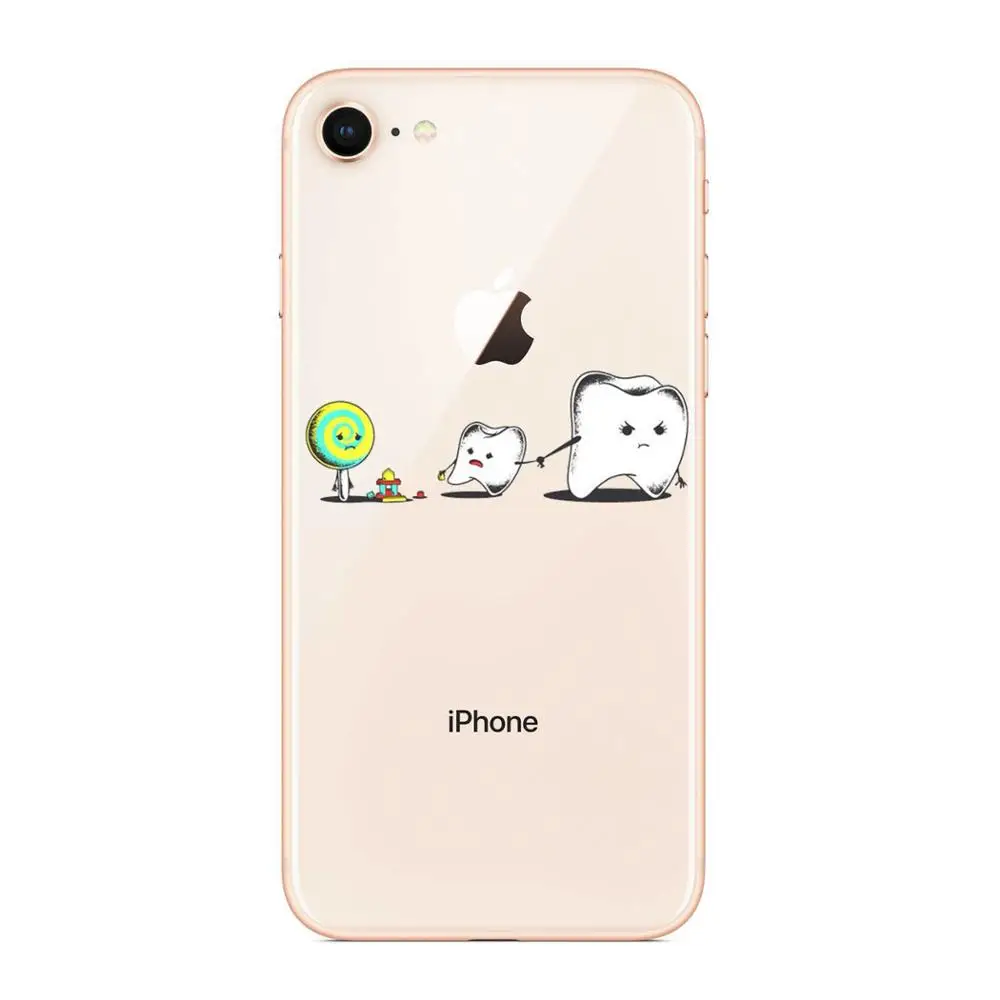 TPU Чехлы для телефонов для iPhone 7 7Plus 8 8P 6 6s 5 5S SE 6 Plus 6s Plus 6s уникальный дизайн милые зубы мудрости стоматолога зуб LoveClear чехол - Цвет: TPU