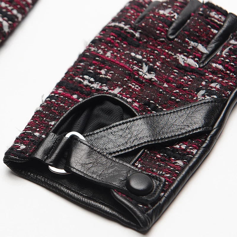 Женские перчатки на полпальца Gours черные из натуральной козьей кожи GSL065 зима 2019 |