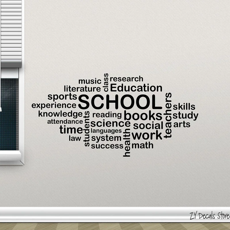 

School Wall Decal Words Cloud Art Education Quote Vinyl Sticker Study Art Mural Wall Decor For Classroom L562