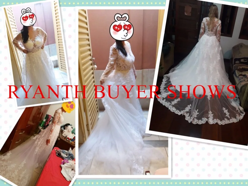 Vestidos de Noiva ТРАПЕЦИЕВИДНОЕ кружевное свадебное платье прозрачная спина сексуальное свадебное платье с длинными рукавами es Robe De Mariage свадебные платья