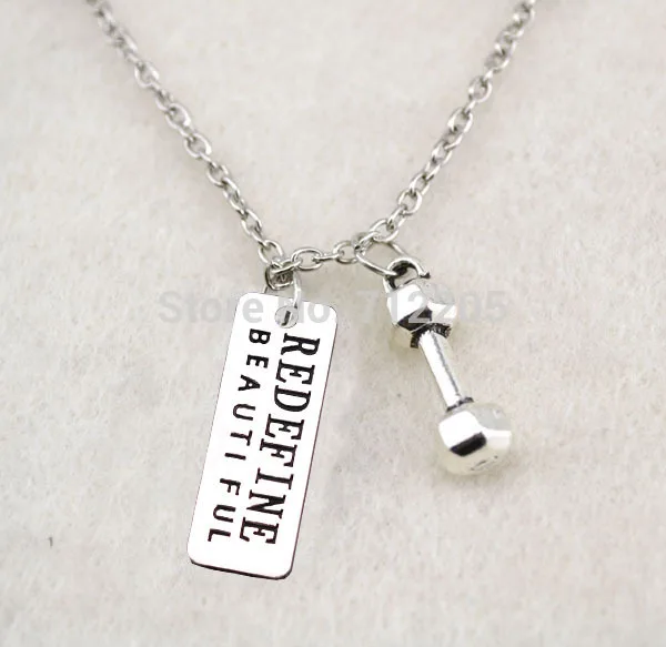 New Arrival Fitness Weightlifting jewelry Dumbbell barbell and Redefine Beautiful sport Gym necklace | Украшения и аксессуары